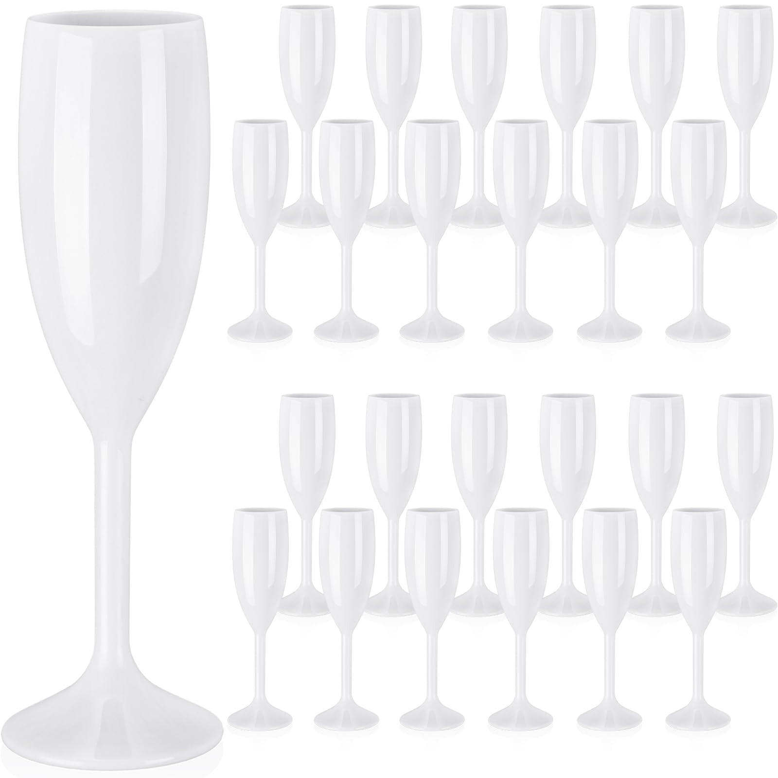 Amazon.com | Maxcheck 24 Pcs Champagne Flutes Bulk Acrylic Toasting Drinking Flute Unbreakable Goblet Champagne Cups 6 oz Plastic Wine Glasses for Mother's Day Wedding Bridal Shower Anniversary Party (White): Champagne Glasses | Amazon (US)