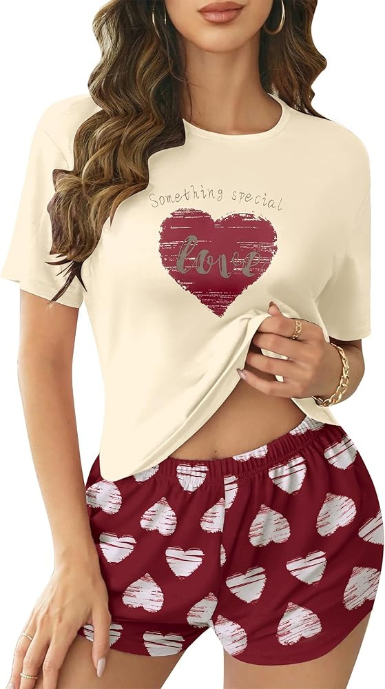 Ekouaer Women Pajama Set Short Sleeve Comfy Pjs Sets 2 Piece Lounge Set with Pockets | Amazon (US)