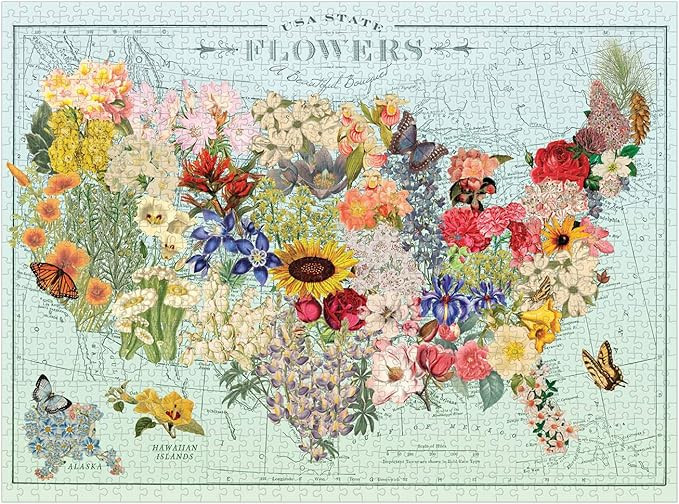 Galison Wendy Gold USA State Flowers Puzzle, 1,000 Pieces, 20” x 27” – Jigsaw Puzzle Featur... | Amazon (US)