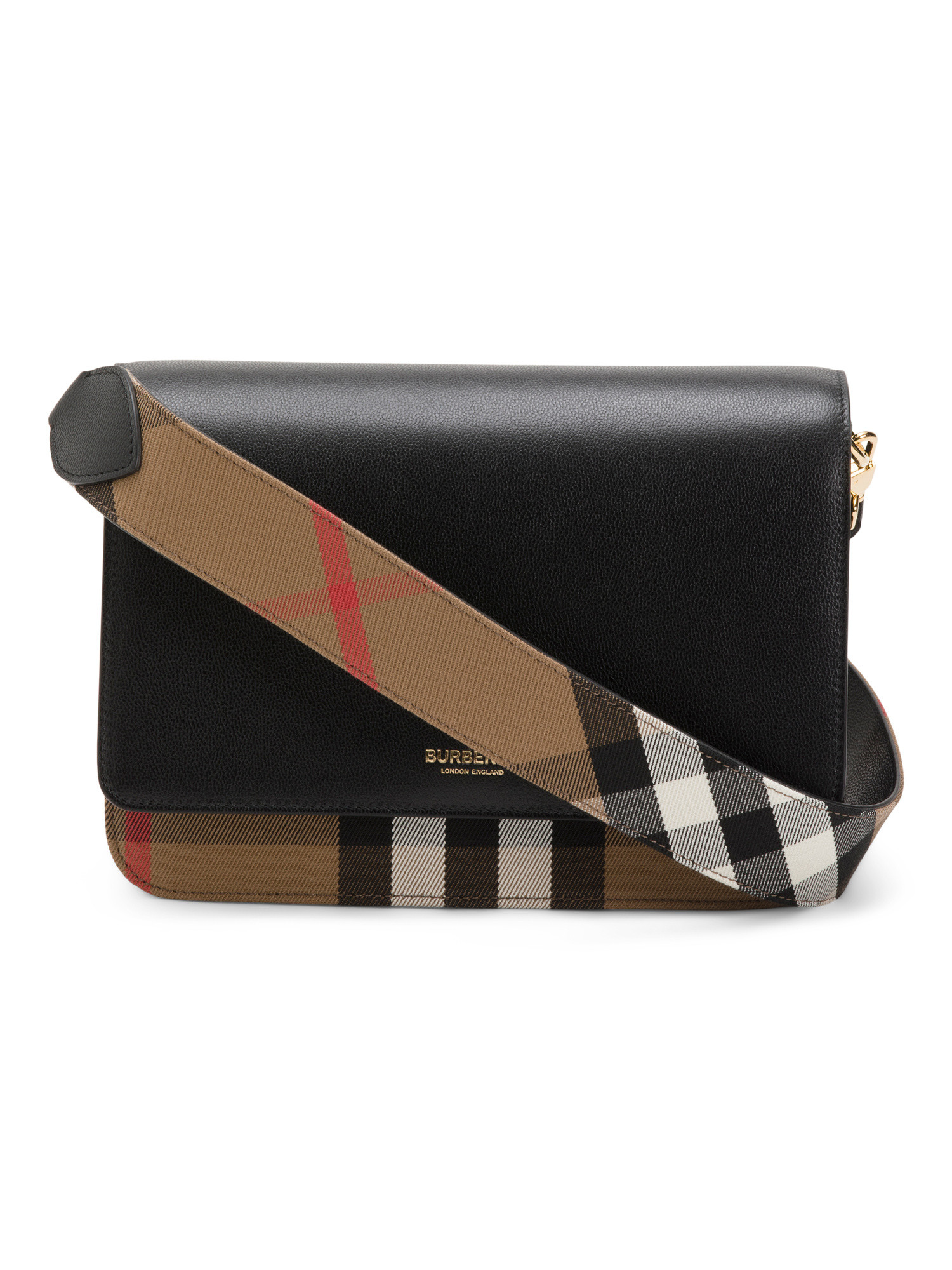 Made In Italy Leather And Canvas Mackford House Check Shoulder Bag | TJ Maxx