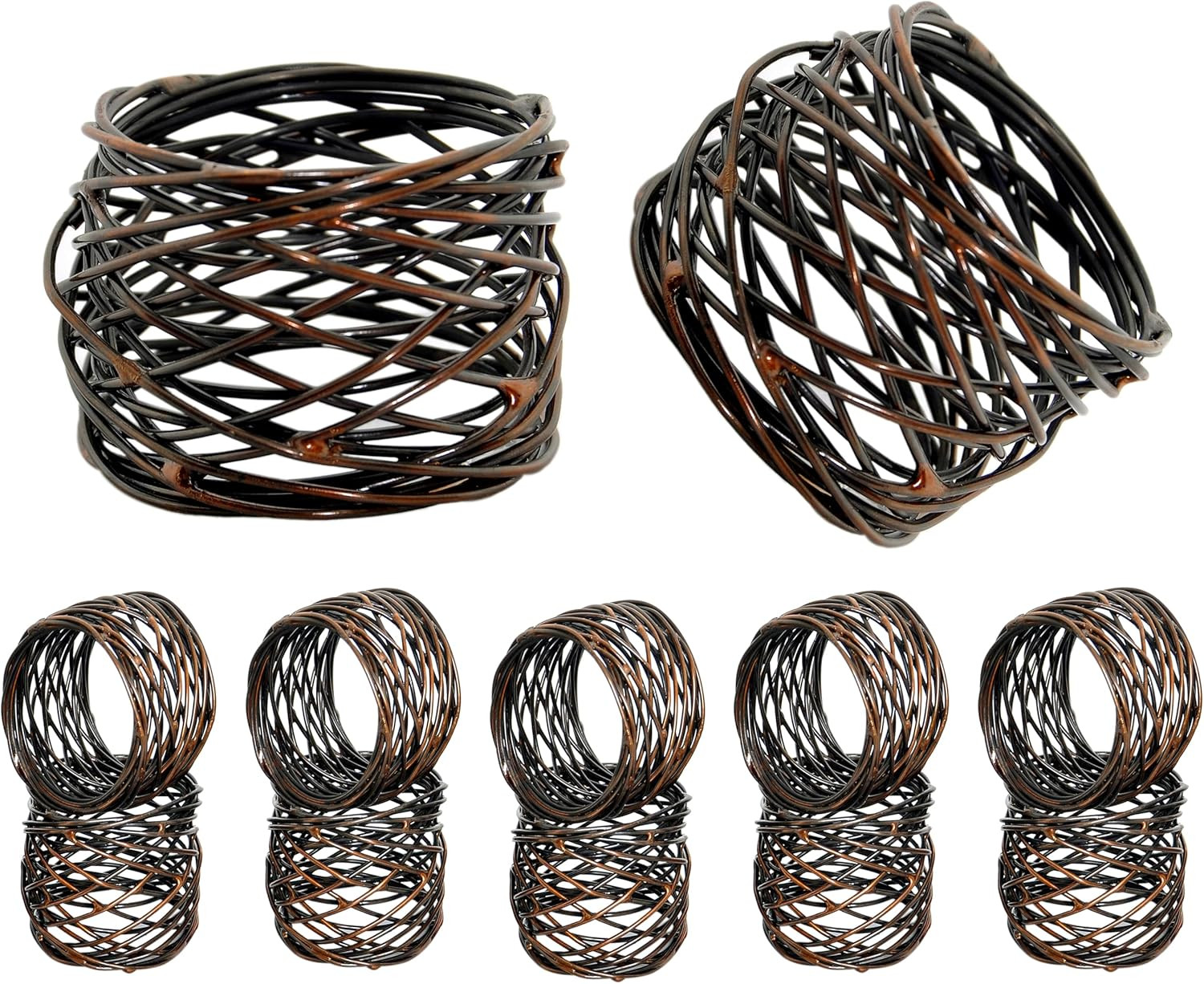 ALPHA Living HOME Premium Bronze Napkin Rings – Set of 12 100% Metal, Handcrafted, Durable Tabl... | Amazon (US)