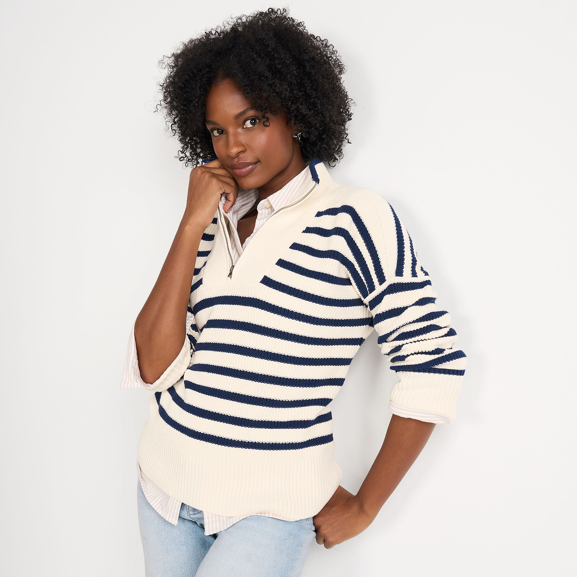Women's Drifter Cotton Quarter Zip Pullover Sweater | Lands' End (US)