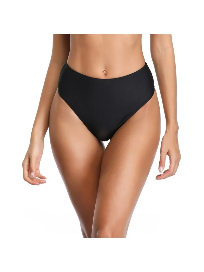 RELLECIGA Women's High Cut Cheeky High Waisted Bikini Bottoms Tummy Control Swim Bottom Full Cove... | Walmart (US)