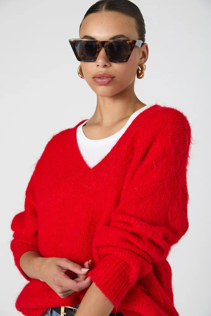 Fluffy Knit V Neck Oversized Sweater | French Connection (US)