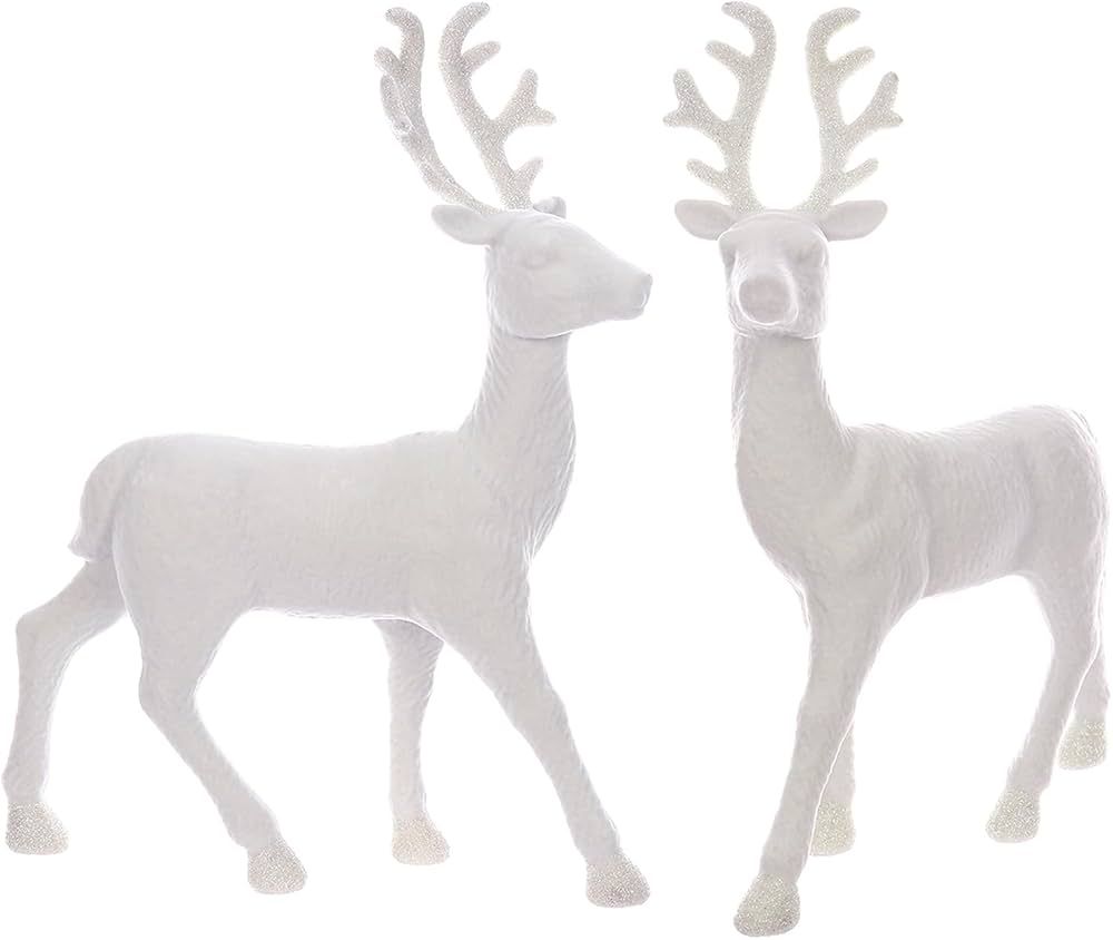 Amazon.com: Season 2 Season 2PCS Reindeer Christmas Decoration 12.5" H White Christmas Deer Table... | Amazon (US)