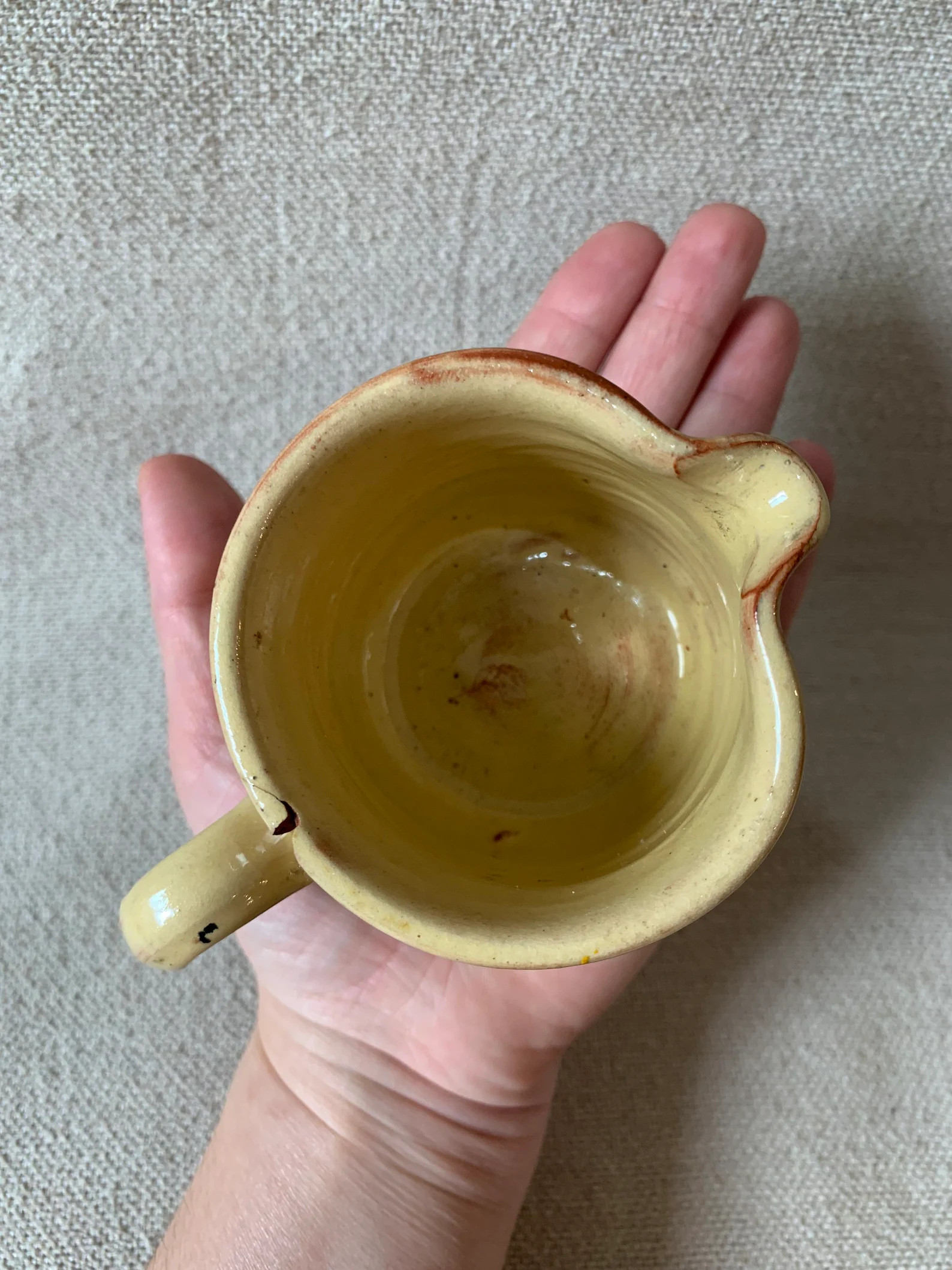 Antique French Small cream jug with orange, brown and green spots | Etsy (US)