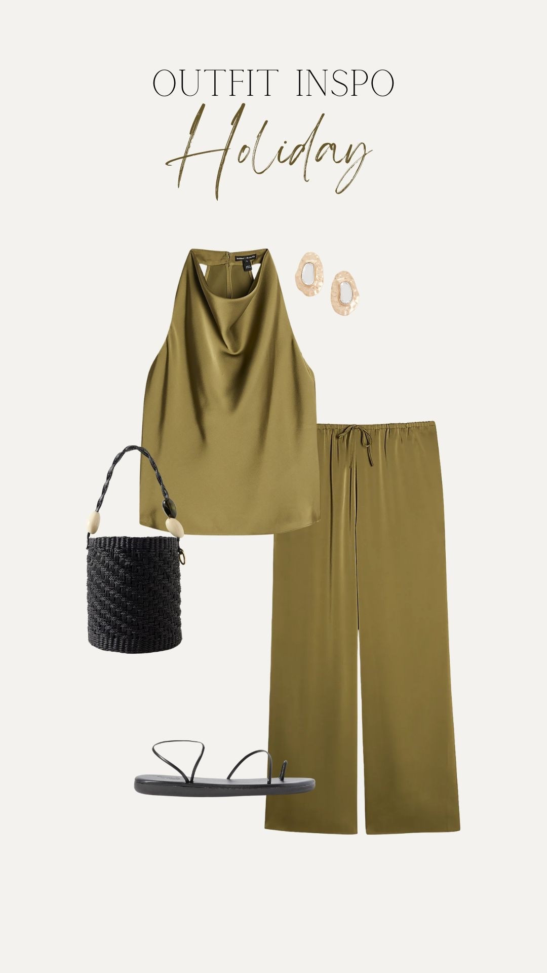 Holiday evening outfit inspiration.
Styling this satin green co-ord from River Island styled with black thin sandals from ancient Greek sandals a black little straw bag, big old earrings

#LTKsummer #LTKspring #LTKuk