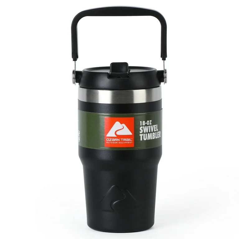 Ozark Trail 18 oz Insulated Stainless Steel Tumbler with Swivel Handle, Black | Walmart (US)