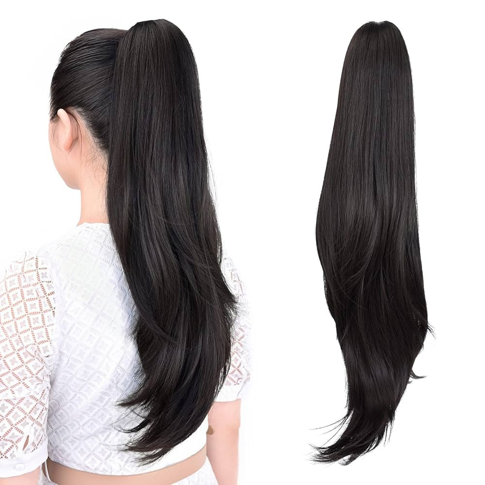 ponytail extension,24" claw clip hair extensions ponytail Long straight Hair Extension Natural Lo... | Amazon (US)
