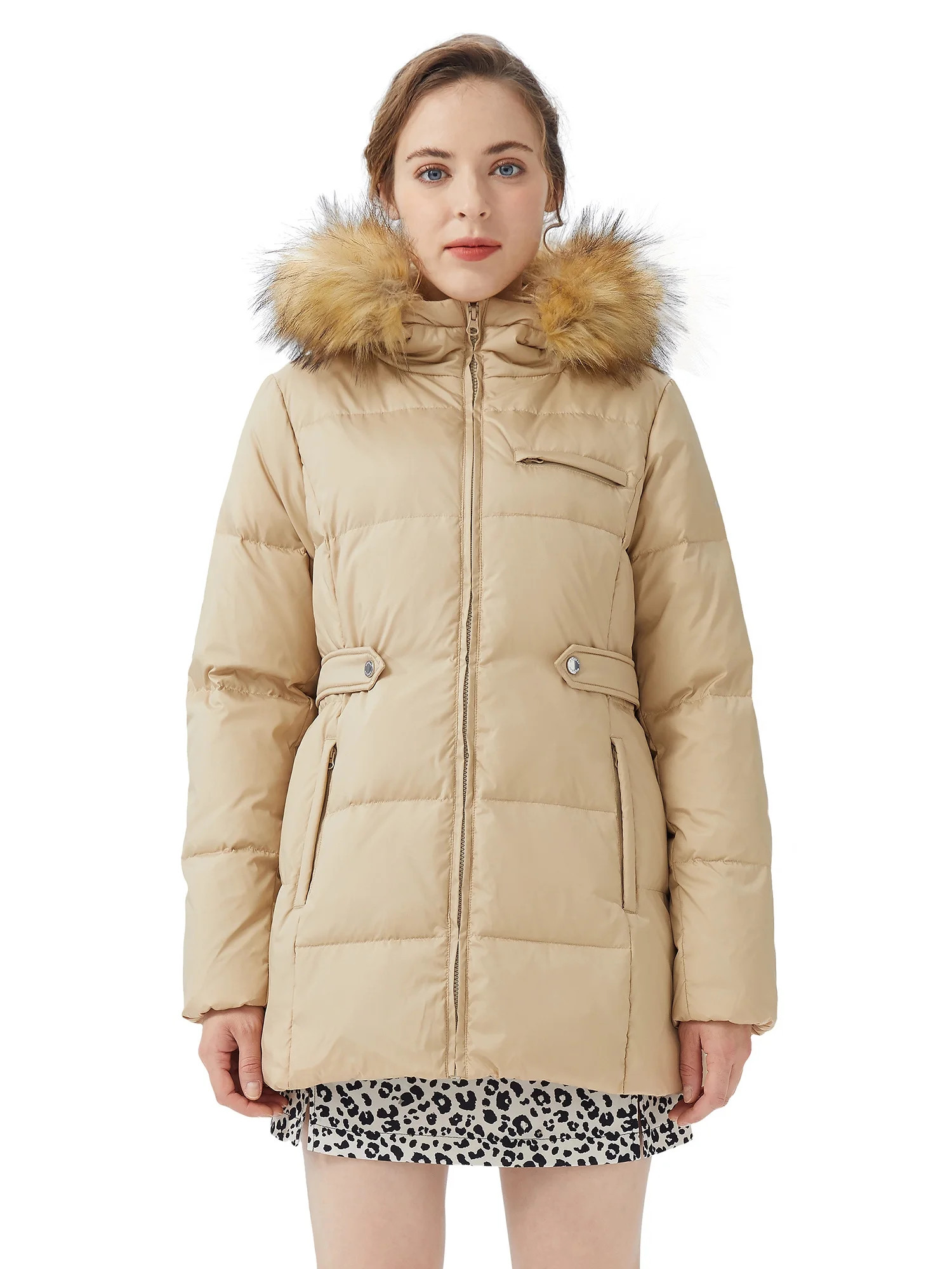 Orolay Women's Puffer Hooded Down Coat with Removable Faux Fur Collar - Walmart.com | Walmart (US)