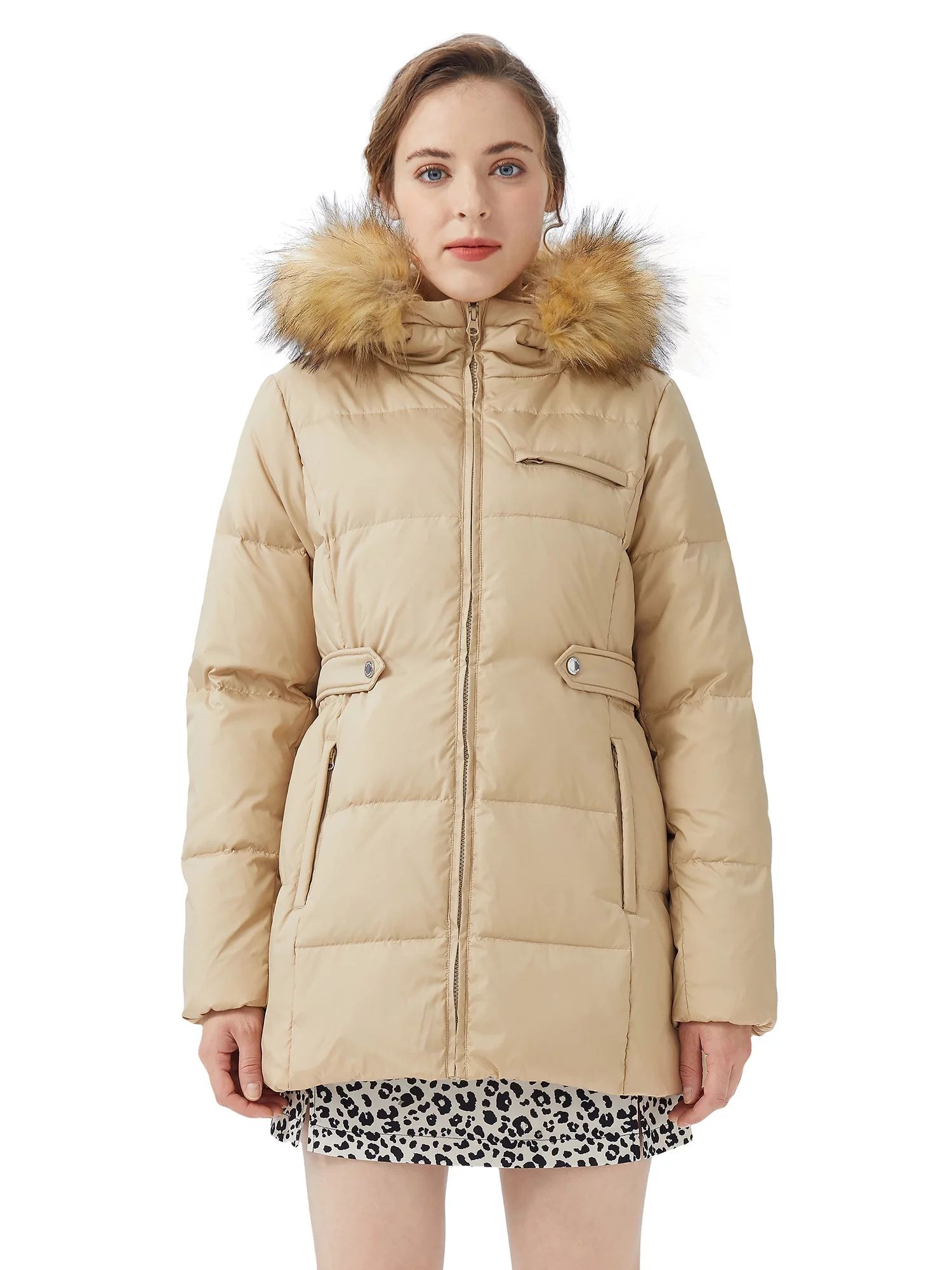 Orolay Women's Puffer Hooded Down Coat with Removable Faux Fur Collar - Walmart.com | Walmart (US)