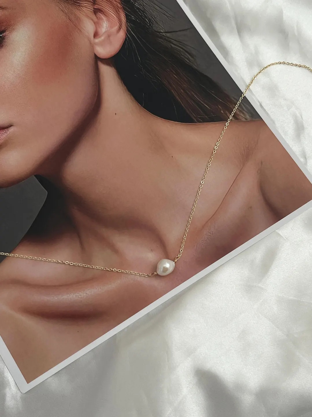 Single Baroque Pearl Necklace, Gold Chain Pearl Pendant, Delicate Everyday Pearl Choker, Dainty L... | Etsy (Global)