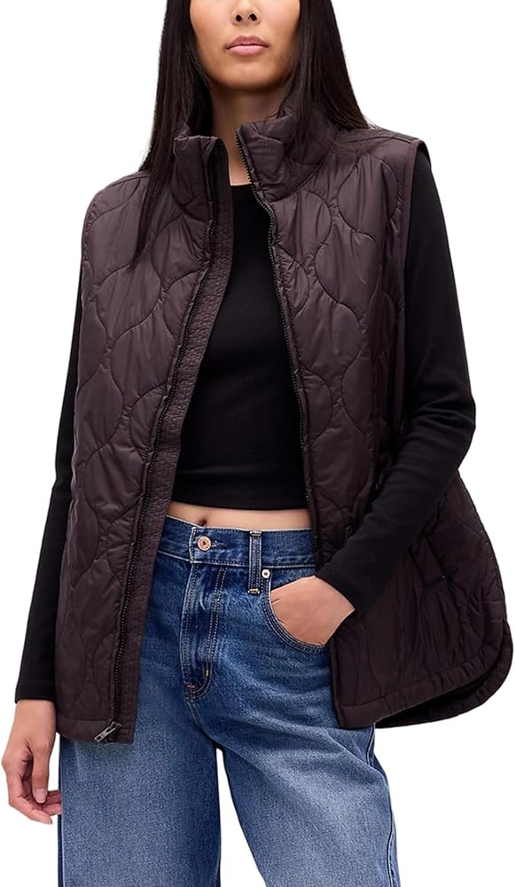 Majdan Womens Lightweight Quilted Puffer Vest Stand Collar Zip Sleeveless Bubble Vest Padded Warm... | Amazon (US)