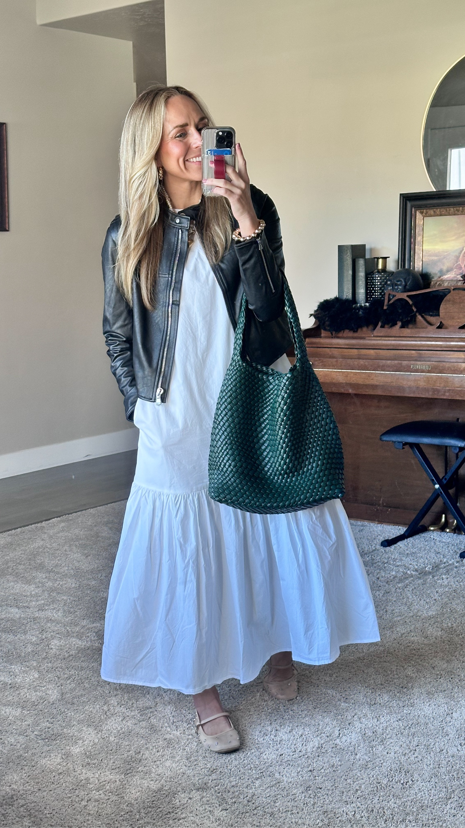 The perfect elevated every day mom outfit! I love this one because it can be worn all year long with a switch out of the shoes or removal of the jacket.

Jacket is $100 off right now and true to size! Size up if you want to be able to layer it with sweaters.

Dress and shoes are also true to size! 

#LTKFindsUnder100 #LTKStyleTip #LTKSeasonal