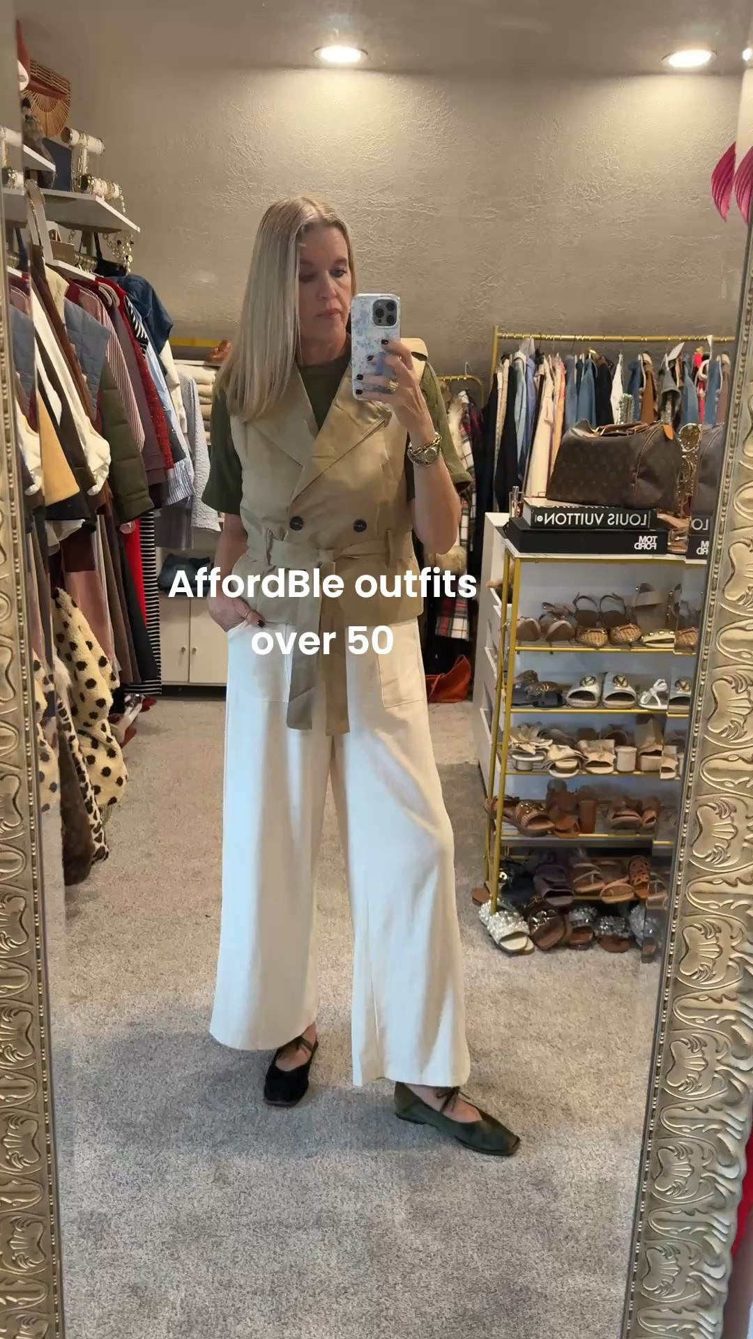 Affordable 
fall outfits women over 50

Your going to love these affordable fall fashion finds 🍂
Trench coat vest… so cute and so many ways to style this:)  Classic with a twist.
Tts and comes in several colors.

The best easy to wear pull on affordable trouser pants with button and zipper detail, pockets and wide leg.
Comes in a few colors

The cutest short sleeve sweater top with shoulder detail knit pattern, super soft ,tts and several colors 

Velvet bow top Mary Jane’s under $50