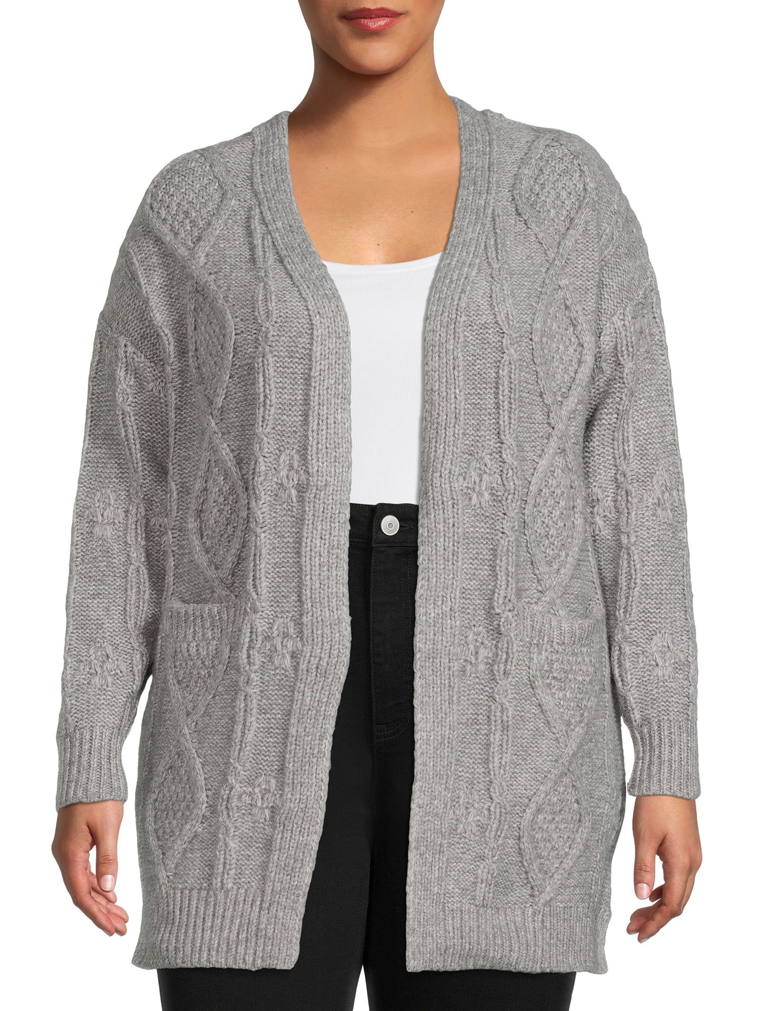 Time and Tru Women's Open Front Cable Cardigan | Walmart (US)