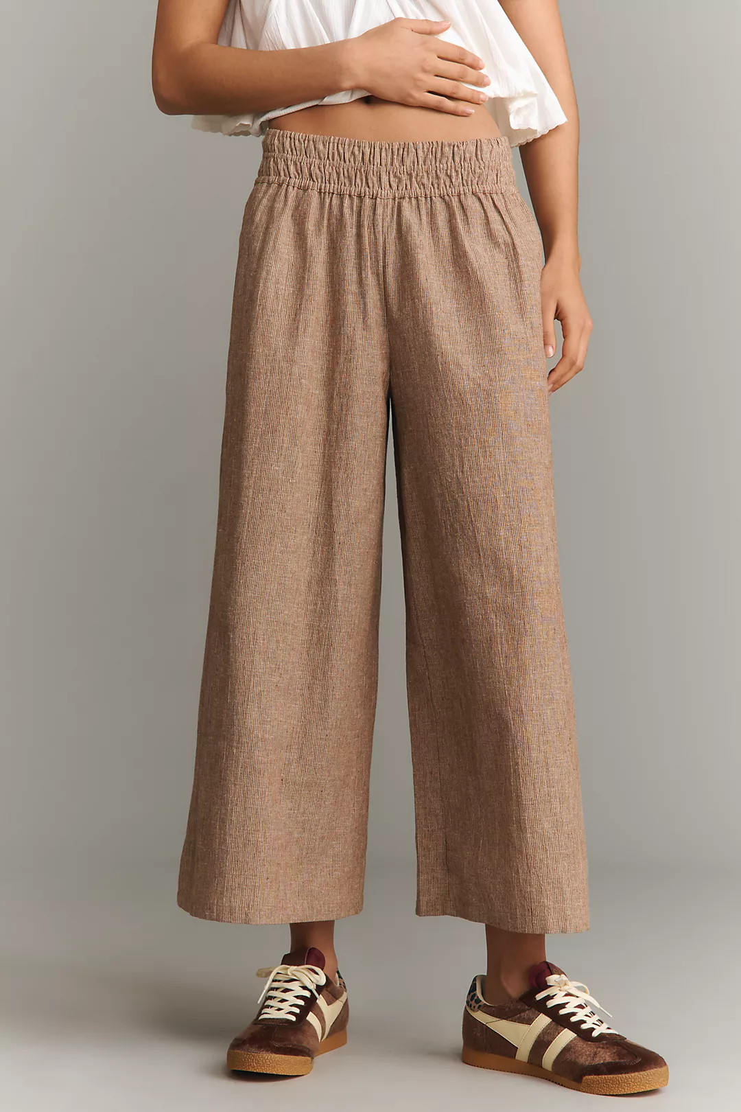 The Somerset Cotton-Linen Striped Pull-On Pants | Anthropologie (US)