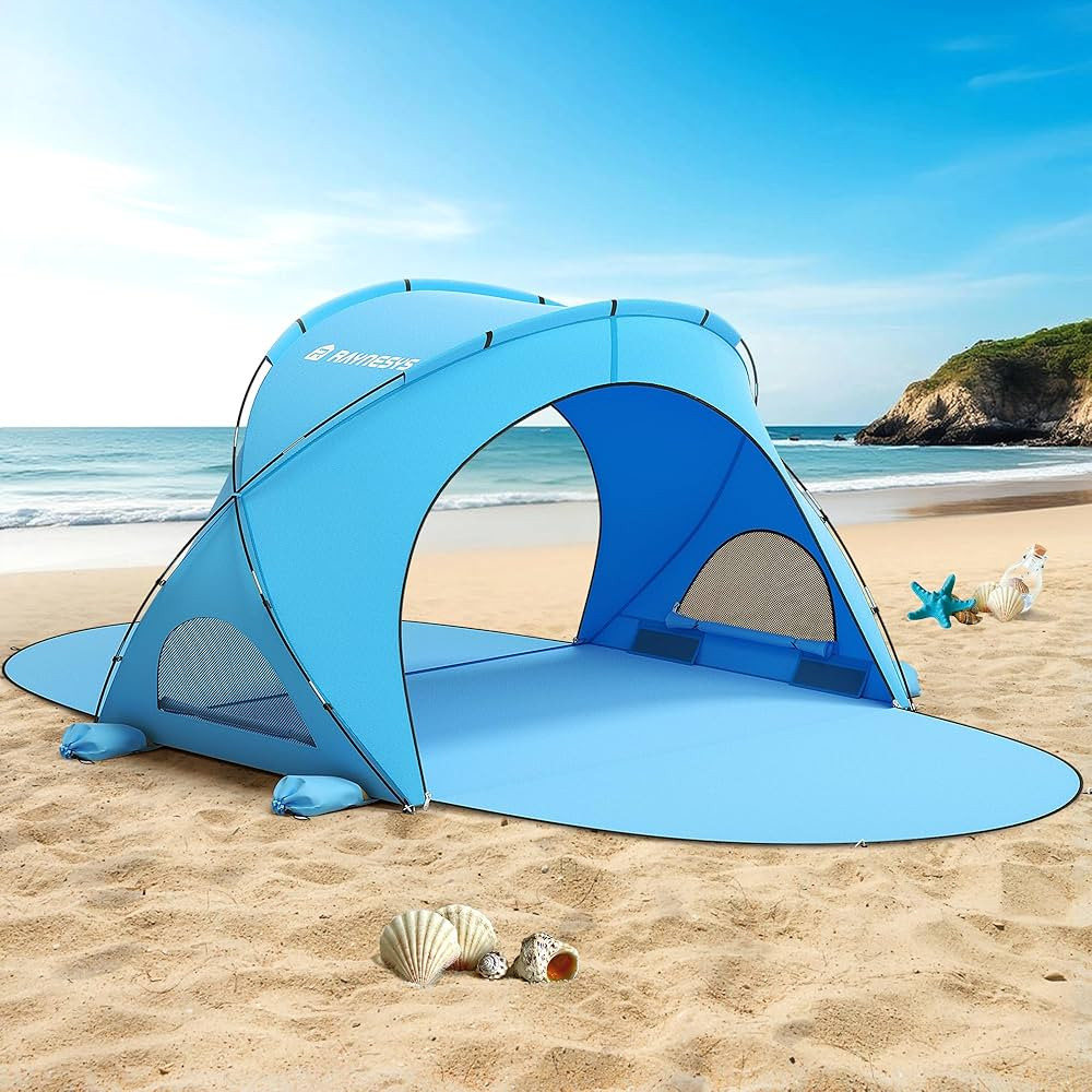 Beach Tent Sun Shelter, Beach Shade Tent with UPF50+ UV Protection, Beach Sun Shelter, Beach Shad... | Amazon (US)