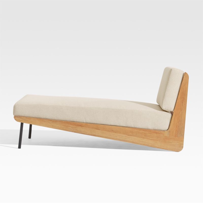 Kinney Teak Wood Outdoor Patio Chaise Lounge with Cushion + Reviews | Crate & Barrel | Crate & Barrel