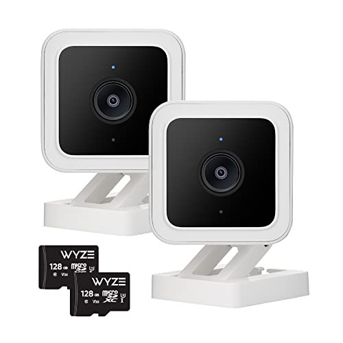 Wyze 24/7 Recording DIY Home Security System, Indoor/Outdoor, AI Person Detection, Color Night Vision, Compatible Alexa, Up to 28 Days Rolling Security Footage, 2 Camera + 2 SD Card Kit 128GB SD Card | Amazon (US)