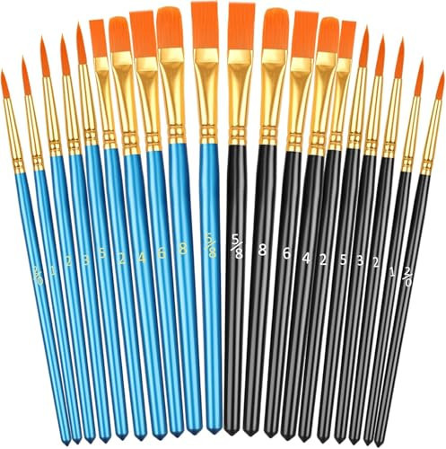 20 Pcs Paint Brushes, Acrylic Painting Brush Set, Watercolor Brushes, Acrylic Brushes for Oil Watercolor, Miniature Detailing, and Rock Painting | Amazon (US)