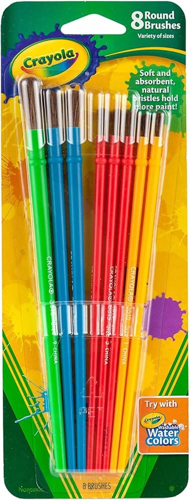 Crayola Paint Brush Set - Assorted Colors (8 Pieces), Painting Supplies for Kids, Great for Kids ... | Amazon (US)