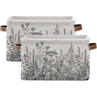 Aoibox Black and White Flowers Collapsible Canvas Storage Bin Rectangle Organizer Basket Waterproof 2 Pack 15x11x9.5 | Target