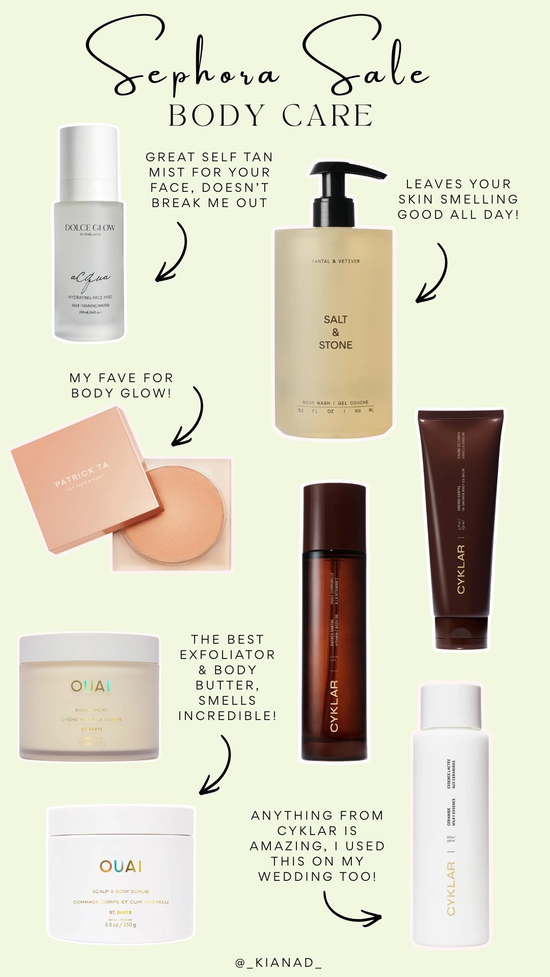 My favorite body care items at Sephora! 