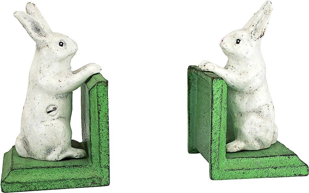 Design Toscano SP1601 Bookworm Bunny Rabbits Cast Iron Sculptural Bookend Pair, full color | Amazon (US)