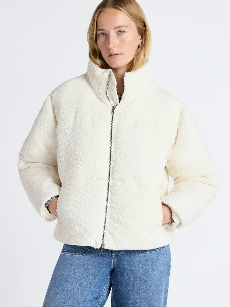 Free Assembly Women's and Women's Plus Cinched Puffer Jacket, Sizes XS-4X | Walmart (US)