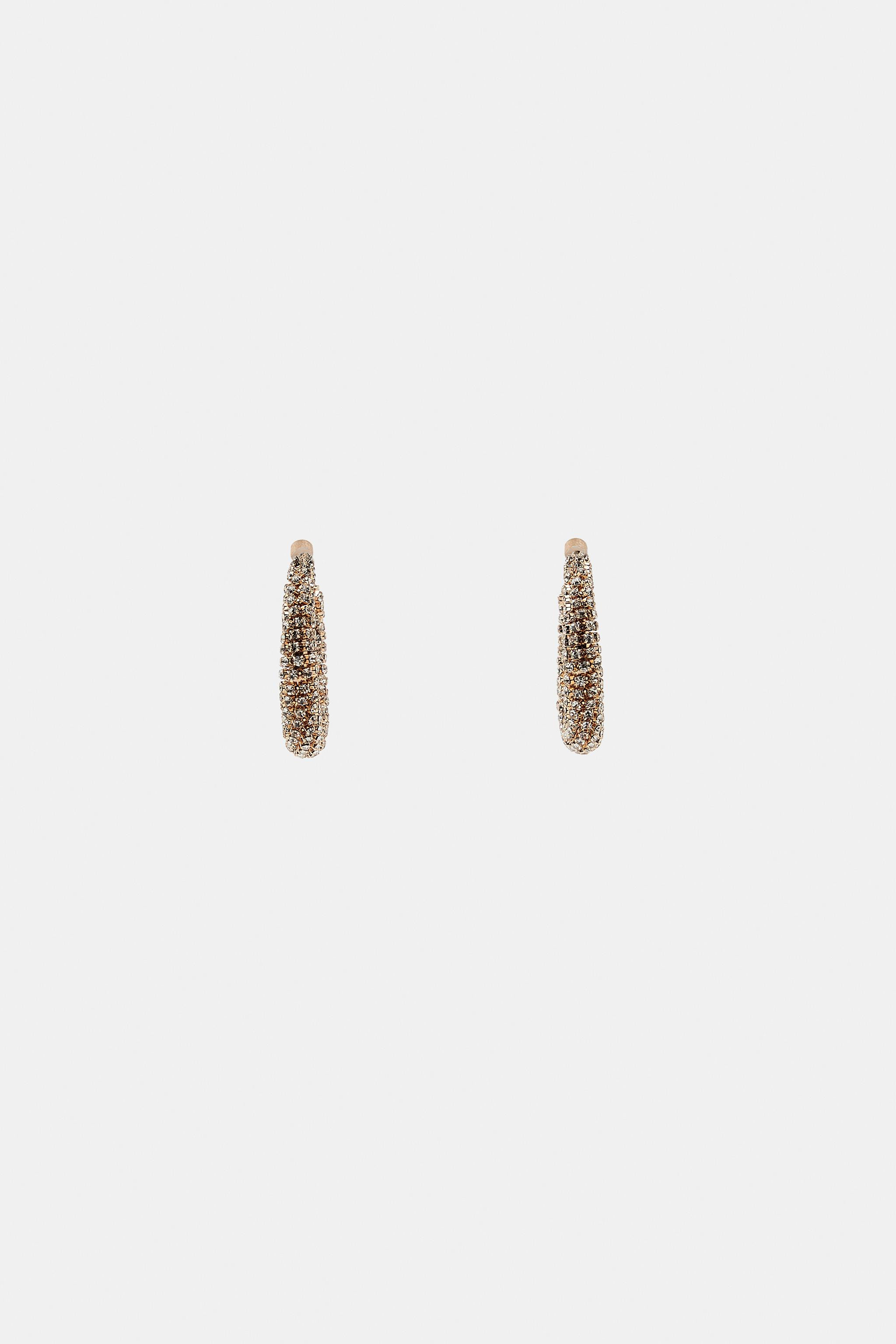 RHINESTONE HOOP EARRINGS | Zara UK
