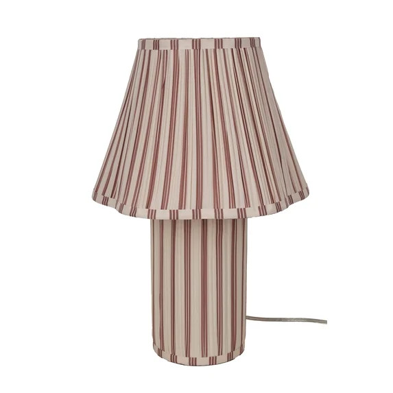 Beautiful 19 in Cabana Stripe Fabric Table Lamp with Scalloped Shade, Brown and Arctic White | Walmart (US)