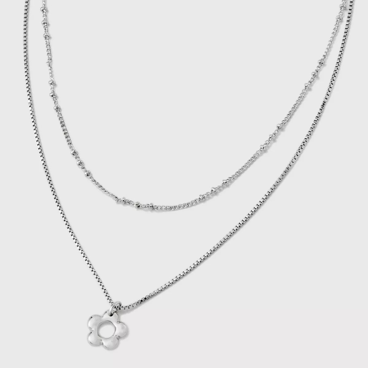 Dainty Multi-Strand with Flower Pendant Necklace - Universal Thread™ Silver | Target