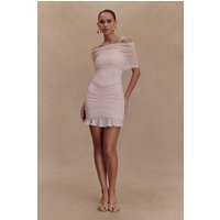 Caspian Slinky And Mesh Off Shoulder Mini Dress / Pale Pink | MESHKI | XXS | MESHKI US