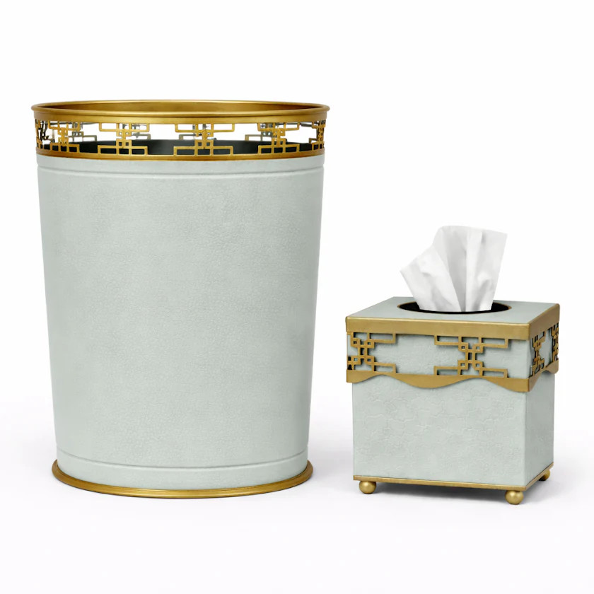 Soft Green Fretwork Wastepaper Basket & Tissue (3 Options) | The Enchanted Home
