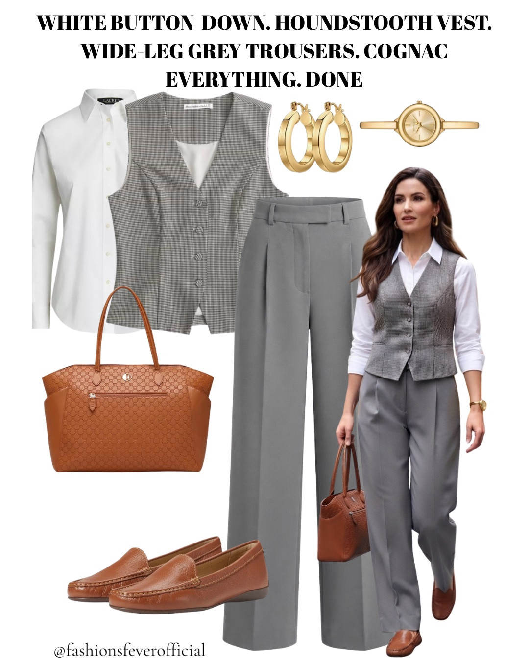 White button-down. Houndstooth vest. Wide-leg grey trousers. Cognac everything. Done.

This is what “I have a 9am and zero brain capacity” dressing looks like when you’ve already done the thinking once.

Four pieces. Zero decision fatigue. Every single time.

Save this for the next time your closet feels full but you still have “nothing to wear.”

#businesscasual #workwearstyle #officeoutfit #capsulewardrobe #elevatedcasual #fashionsfever #ltkmodest

#LTKsummer #LTKstyletip #LTKworkwear
