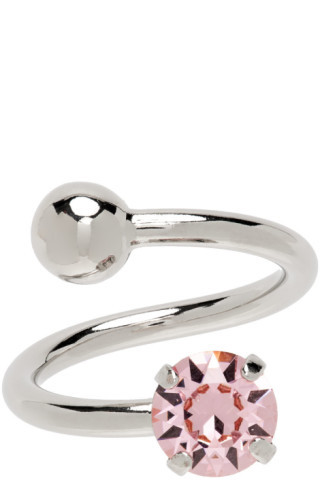 SSENSE Exclusive Silver & Pink Val Ring | SSENSE