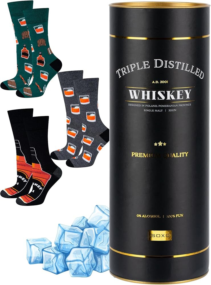 soxo Whisky Socks Men Funny Gifts Mens Cotton Sock Colourful Funky Gift Men's Presents 7.5-11.5 1... | Amazon (US)