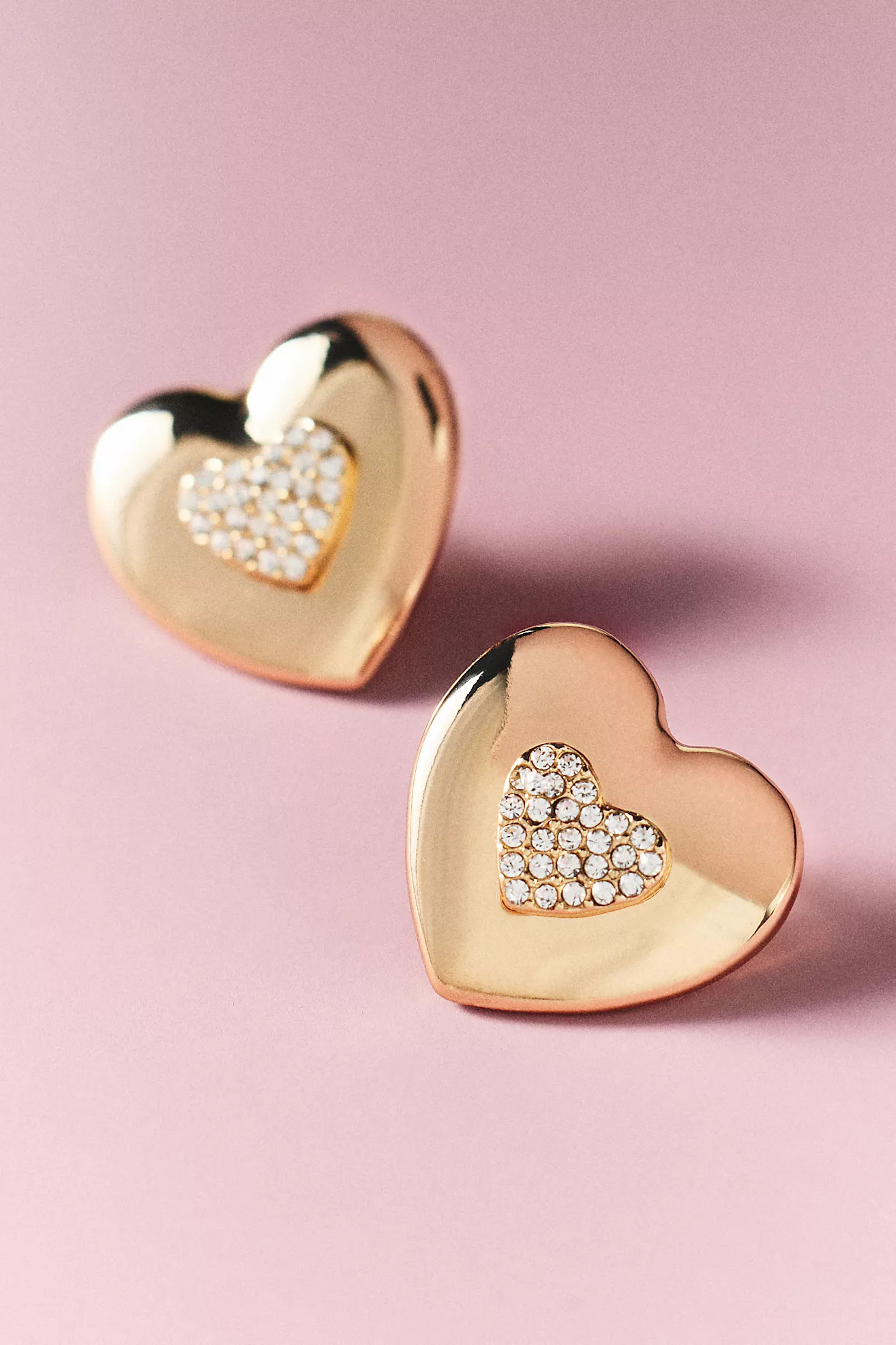 Pavé Heart Post Earrings | Anthropologie (US)