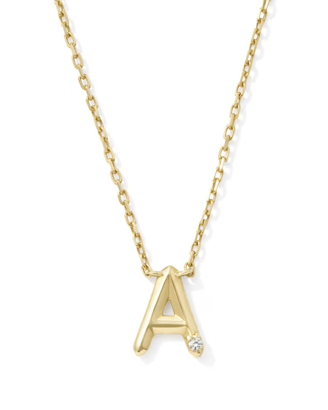 Diamond Accent Letter A 14k Yellow Gold Pendant Necklace in White Diamond | Kendra Scott