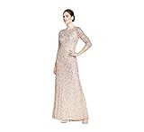 Adrianna Papell Women's 3/4 Sleeve Scoop Back Beaded Gown, Champagne/Silver, 4 | Amazon (US)