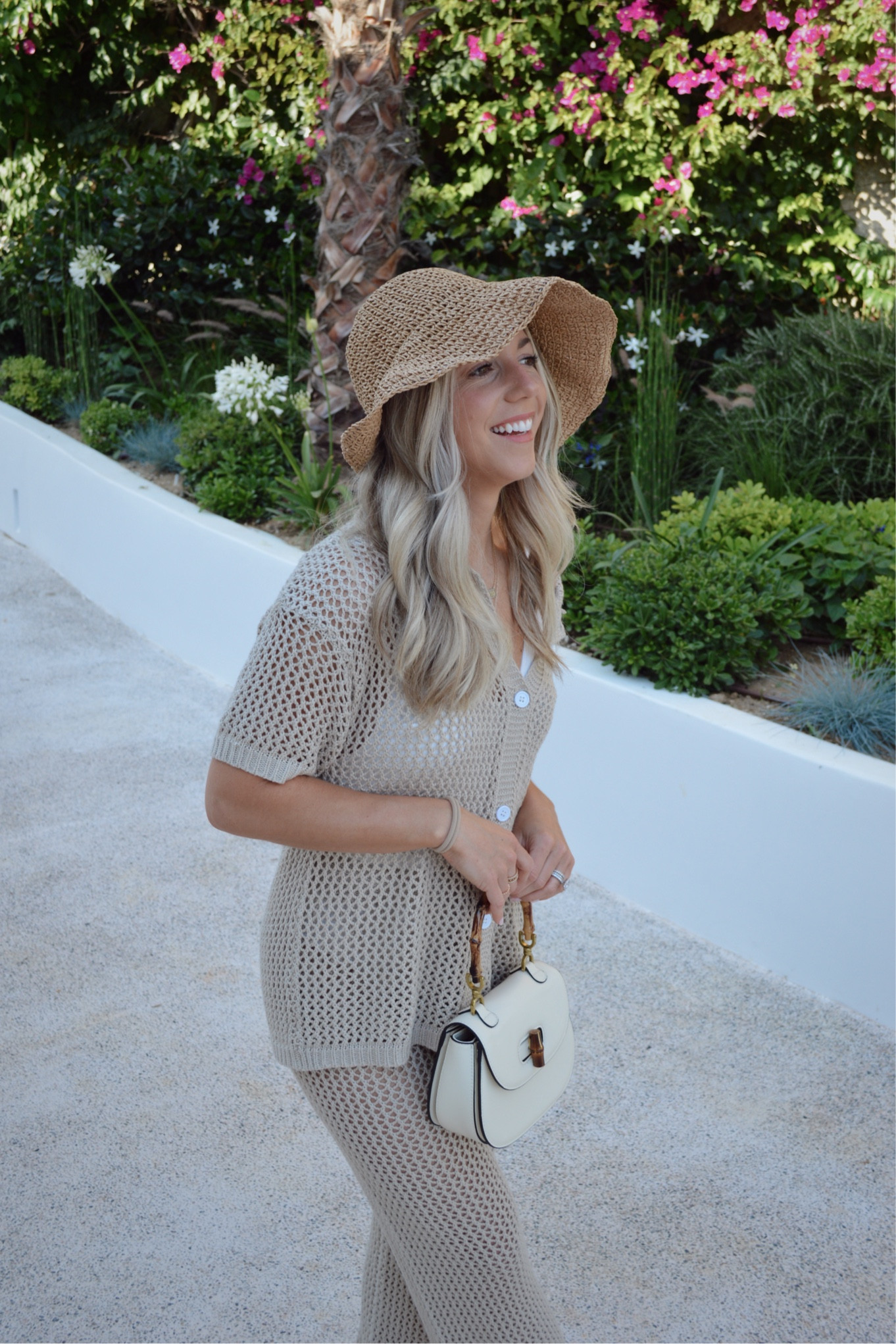 Crochet cover up set size small and raffia bucket hat 

#LTKtravel #LTKswim #LTKfindsunder50