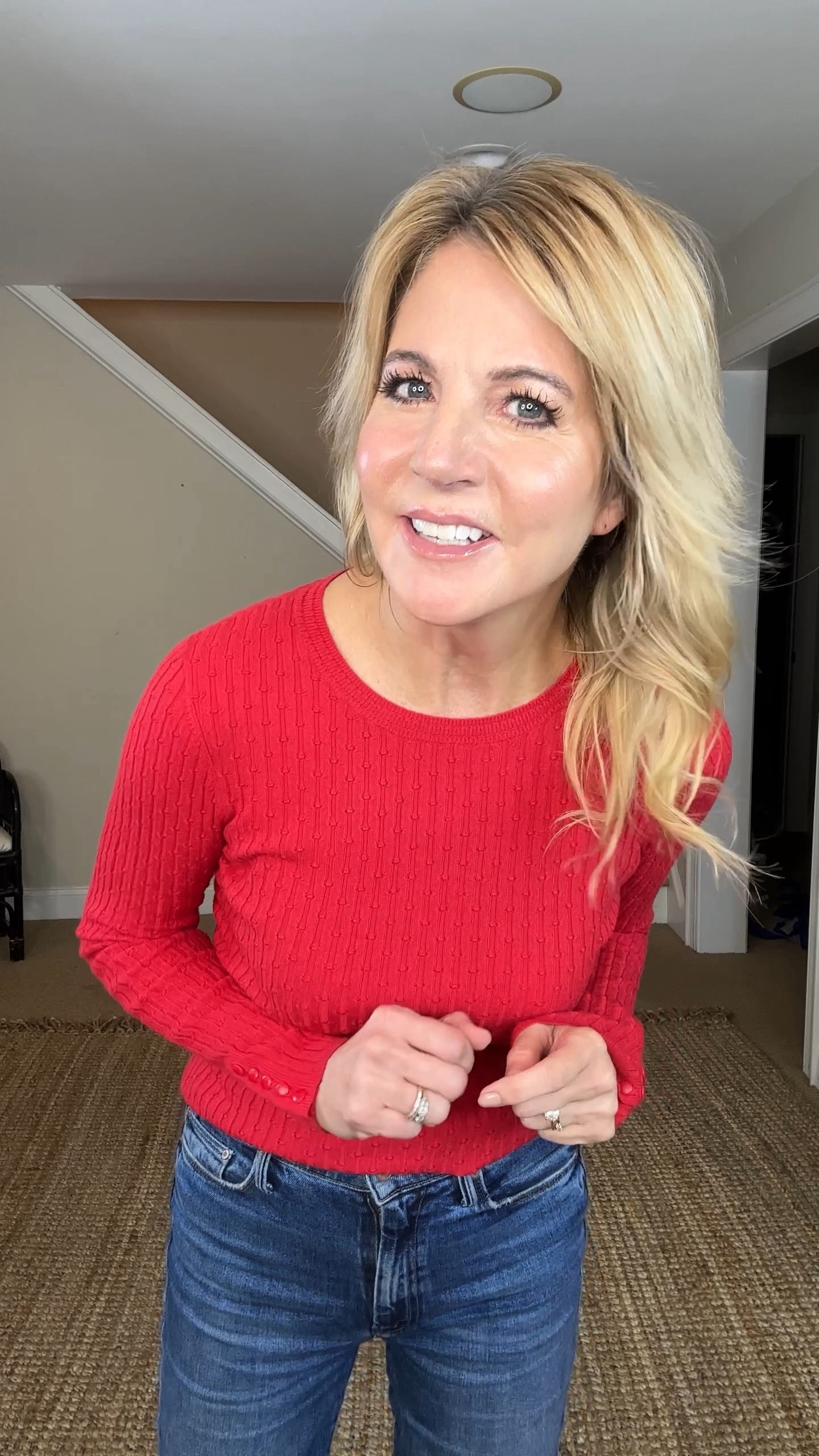 Date Night OOTN

Here are tips for elevating your outfit: 
Add a statement shoe, add a 3rd layer (jacket, scarf, sweater over your shoulders), add lots of jewelry (you can mix metals), add a belt, add an “evening” bag. 

Red is very much on trend right now, as well as leopard. And the two together really make a statement. 

This red top by Sézane is the perfect red. I love the cable knit and the buttons on the sleeve. It’s great for layering. It’s selling out quickly so I’m linking a similar one by Brooks Brothers. 

Red shoes are such a great way to add interest to your outfit.  I’m linking several pairs. Very on trend for spring:  red kitten heel slingbacks 💥

My jeans are sold out so I’m linking a similar pair. 

I love the look of denim on denim. You can be creative with it. The denims do not have to match!  


#LTKstyletip #LTKover40 #LTKVideo