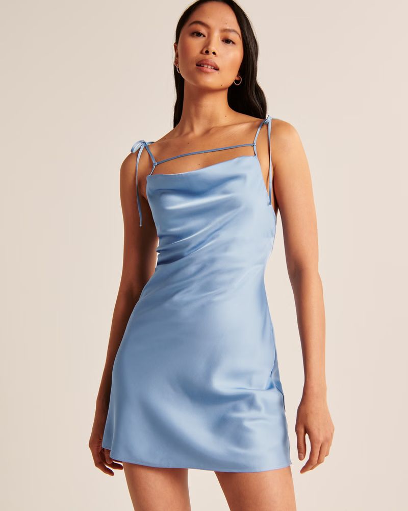 Women's Removable Strap Satin Cowl Neck Mini Dress | Women's Dresses & Jumpsuits | Abercrombie.co... | Abercrombie & Fitch (UK)