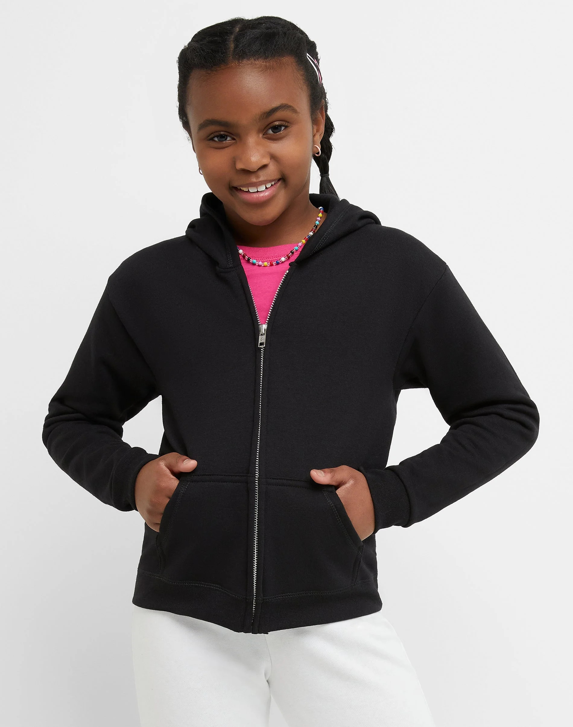 Hanes EcoSmart Girls' Full-Zip Hoodie Black XL | Walmart (US)
