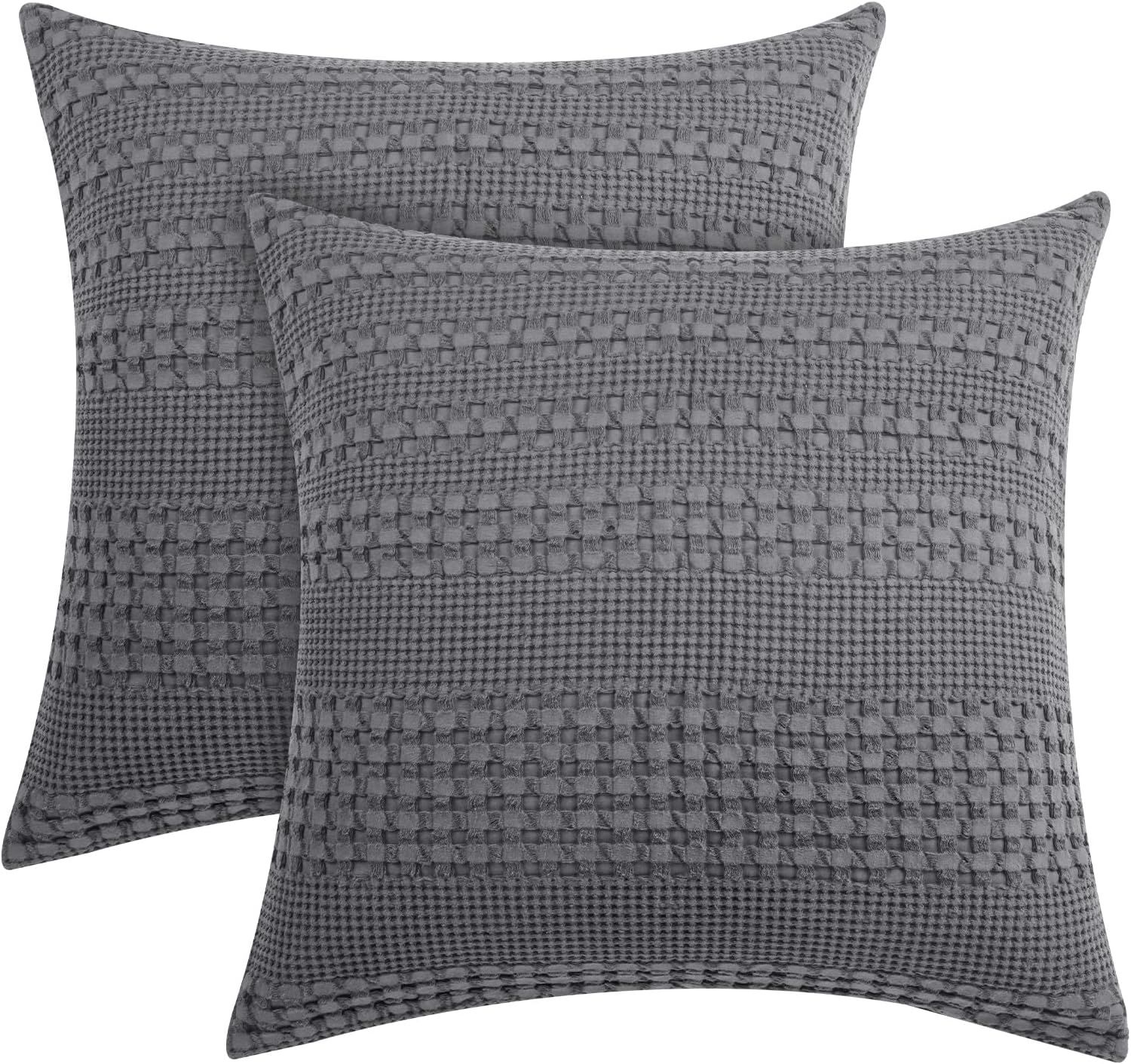 PHF 100% Cotton Waffle Weave Throw Pillow Cover, 24" x 24", 2 Pack Elegant Home Decorative Square... | Amazon (US)