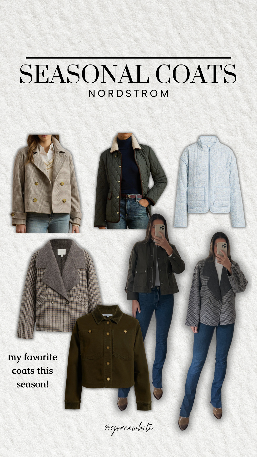 My favorite seasonal coats from Nordstrom!!

nordstrom, nordstrom fall, fall coats, early black friday deals, sale, sale alert, sale finds, nordstrom coats, coats, winter coats, seasonal coats, mom style, Grace White 

 #LTKSeasonal #LTKSaleAlert #LTKStyleTip