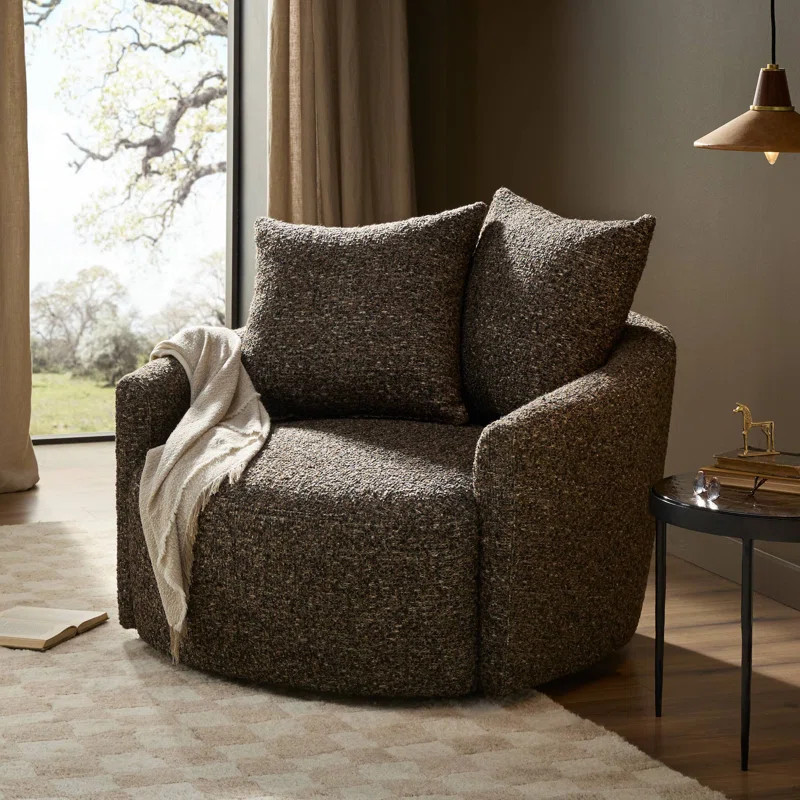 Kiyarna 42" W Polyester Swivel Armchair | Wayfair North America