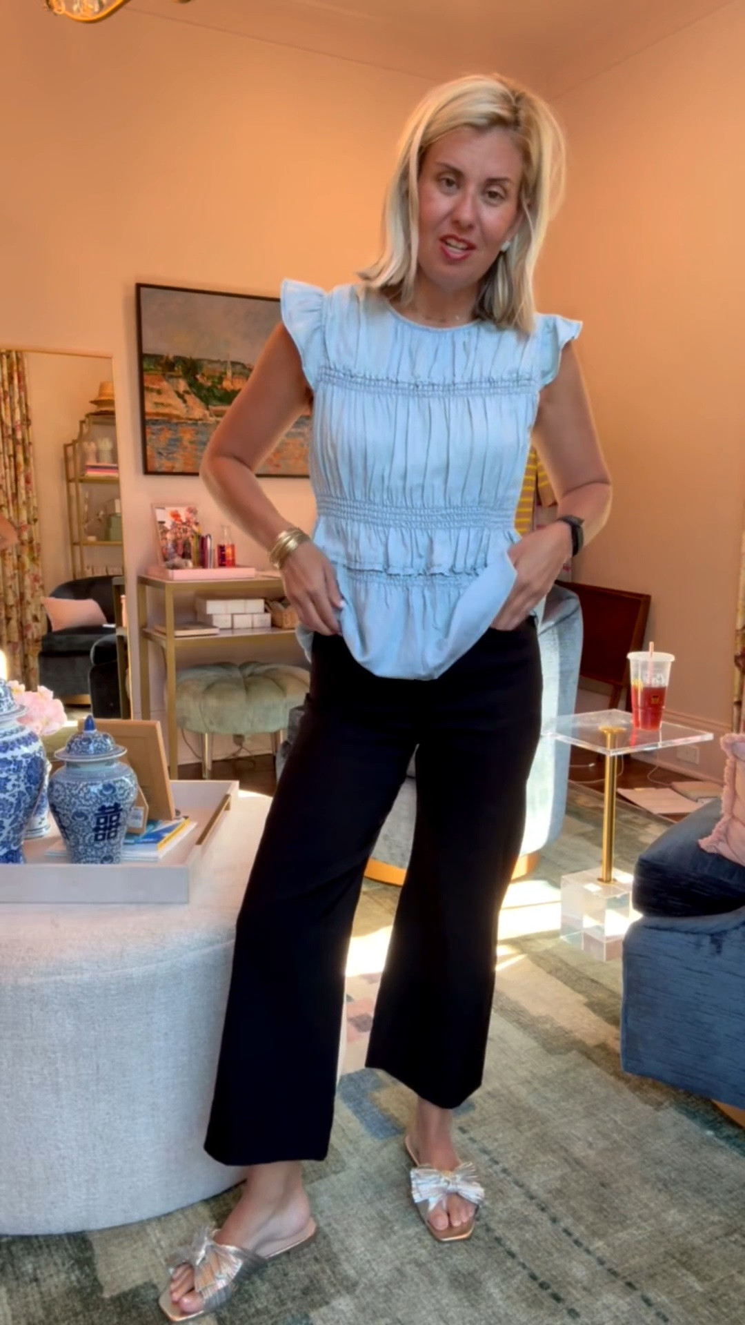 Cutie top and my fav Colettes!! 
Top - small
Pants - 26P
Shoes - 8 
*code Catherine20 at Allie + Bess

#LTKdayinmylife #LTKootd #LTKmomlife