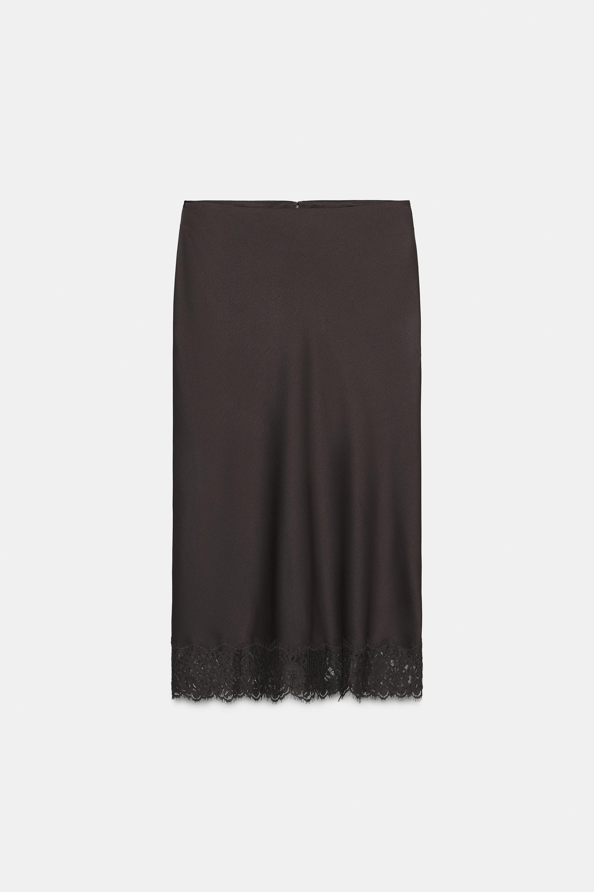 SATIN EFFECT LACE SKIRT ZW COLLECTION | Zara US